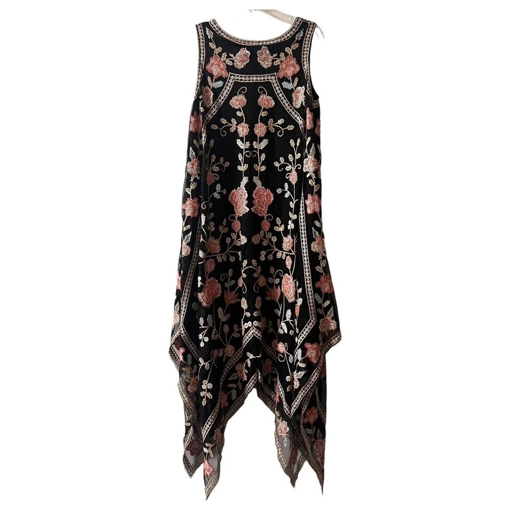 Tolani Collection Sleeveless Embroidered Mesh Midi Dress XL